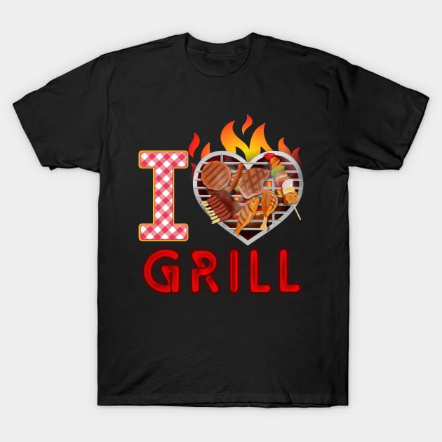 I love GRILL T-Shirt by Cheer Tees